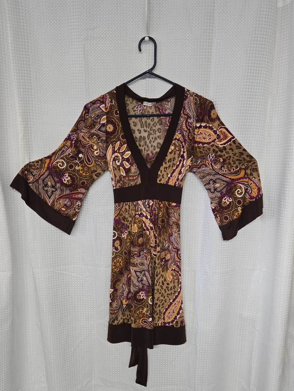 Body Central Brown and Purple Paisley Print Top